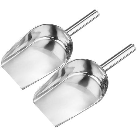 2 stk Isbittskje, Kaffebønneskje, Rustfritt Stål Melskje til Kjøkken Sølv 25X12X4CM Silver 25X12X4CM