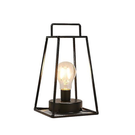 Retro stil geometrisk bordslampa 30 cm hög enkel järnkonst sladdlös lampa batteridriven lampa bur