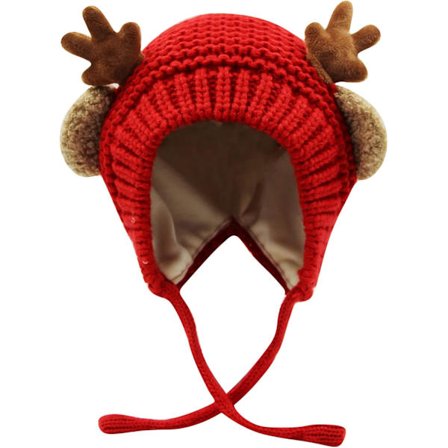 Sød Hjorte-Elg Gevir Baby Hat Vinter Varmt Plys Strikket Ørevarmer Bonnet Drenge Piger Kasket Beanie med Hakesnor