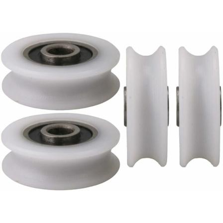 4 stk 4x20x6.5x7.4mm Hvit Inner Dia 4MM U-Groove Nylon Remskive Whe