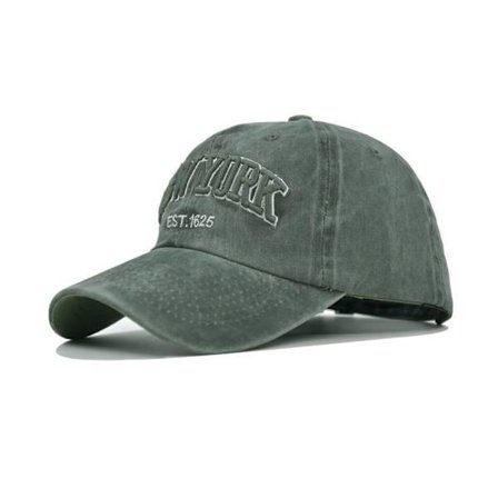 New York Broderad Baseballkeps Distressed Faded Cap GRÖN