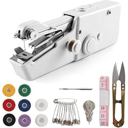 Manuel symaskine trådløse syværktøjer hvid mini bærbar symaskine maskine til hurtig syning syhåndværk