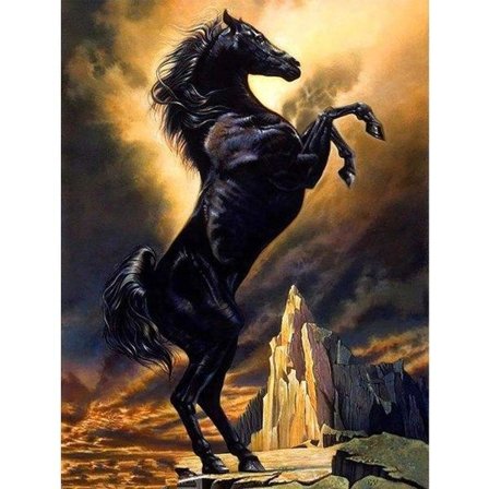 TG DIY Diamantmaleri Fuld Hest Bjerg, 5D Diamant Broderi P