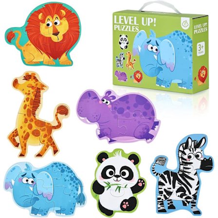 Montessori Puslespill for Barn - Puslespill for Barn, 6-pakning, Puslespill, Leker for Barn 3, 4, 5 År, Pedagogiske Montessori-gaver wildlife