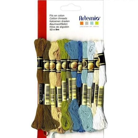 12 flerfärgade bomullstrådar x 8 m - Vinter