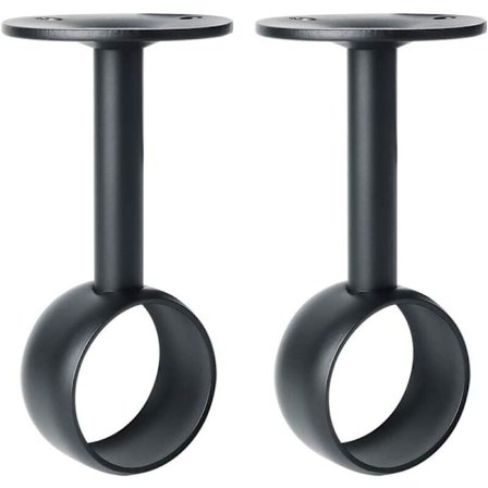 Gardinstangsbeslag Garderobesstangbeslag med skruer Loftsbeslag til gardin og garderobe, Mat Sort Rustfrit Stål, Diameter 32 mm, 2 stk.