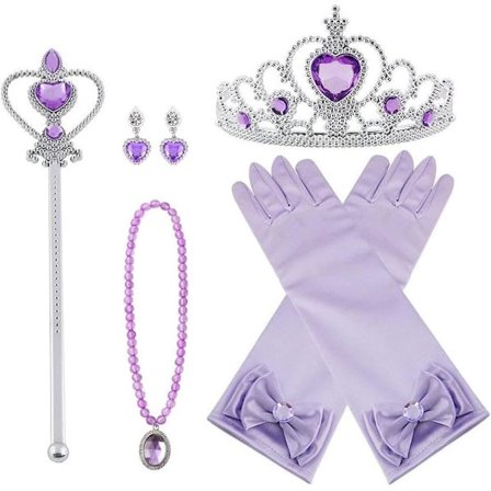 Princess Elsa Costume Accessory Set for Kids, Includes Braid, Tiara, Gloves and Wand