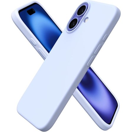 iPhone 16 Cover 6.1", Tynd Flydende Silikone 3 Lag Fuld Dækket Blød Gel Gummi 16 Telefoncovers Cover 6.1 tommer - Babyblå