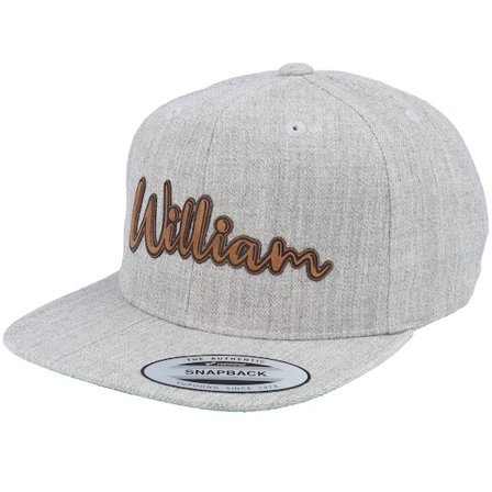 Kiddo Cap - Grå snapback Keps - Kids William Engraved Patch Heather Grey Snapback @ Hatstore