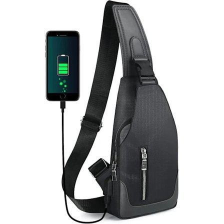 Men's Chest Bag Waterproof Shoulder Sling Backpack Casual Crossbody Bag with USB Charging Port Travel Bag for Hiking Cycling Traveling