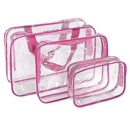 3 Pieces Crystal Clear Portable Travel Cosmetic Bag Makeup Toiletry Wash Bag Holder Pouch Set