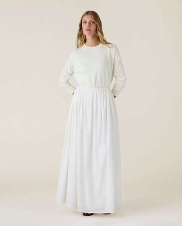 Lexington Seersucker maxi skirt, white