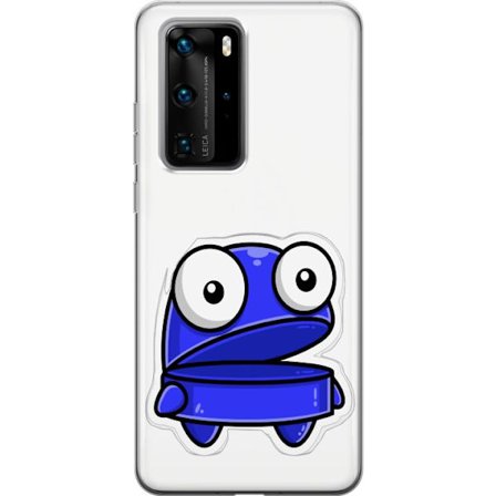 Kompatibel Mobilcover til Huawei Huawei P40 Pro Blå tegneseriefigur med åbent udtryk og store øjne i sjov illustration