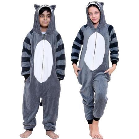 Lasten unisex Super Soft Fleece Raccoon Onesie -j K 9-10 Years