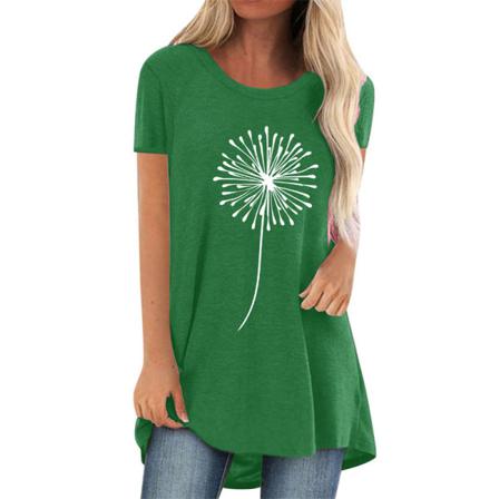 T-shirt Med Rund Hals För Damer T-shirt Med Hög Låg Fåll