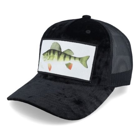 Skillfish - Svart trucker Keps - Perch Fishing Velvet Black Trucker @ Hatstore
