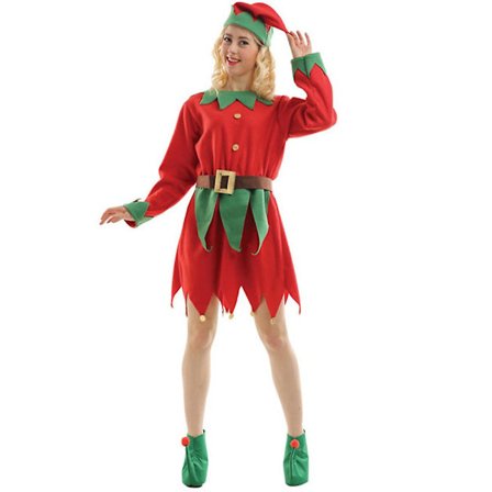 Jultomte Elf Kostym Fancy Dress Up Xmas Party Cosplay Performance Outfit För Kvinnor Män Pojkar Flickor
