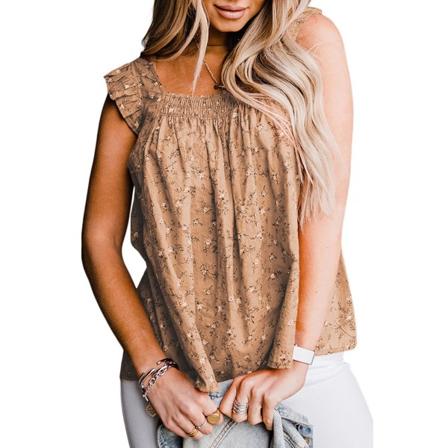 Damer Casual Linnen Ärmlösa skjortor Söta linne för festkvällar khaki xl