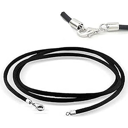 2mm Svart Silkesnöre Halsbandskedja för Kvinnor Med 925 Sterling Silver Hummerlås Hyponisk Tunn Slät Mjuk Repkedja Halsband för Män Flicka Pojke