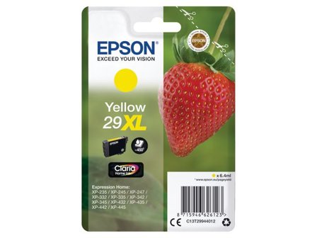 Epson Bläckpatron 29XL, C13T29944012, Strawberry, Claria Home-bläck, gul, singelförpackning, hög kapacitet - Lyreco - Toner och bläck - Bläckpatroner 