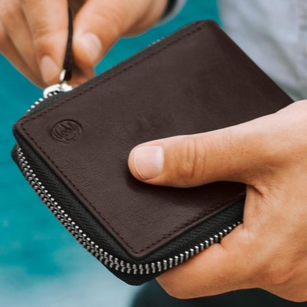 Montreal Zip-Lined Brown RFID Leather Wallet for Men - Wallets