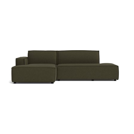 Lyon chaiselong sofa, venstrevendt open end - Loop Grøn - 278x160x78cm - Komfortabel Chaiselong Sofa med Nozag Fjedre og Bøgetræsramme
