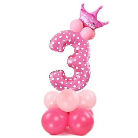 Ballonsæt Stående Pink "0-9" Ciffer 3