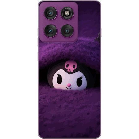 Yhteensopiva Puhelinkuori Motorola Edge 60 Pro Kuromi lilassa pörröisessä ympäristössä, jossa on salaperäinen kawaii-suunnittelu.