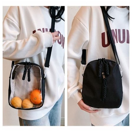 Candy Color Crossbody-väska Transparent ficka SVART