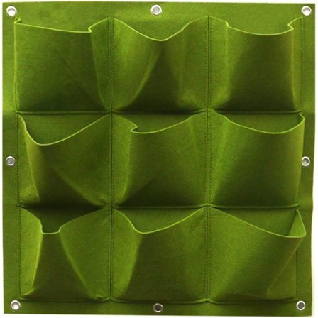 Vertikal planter Multi Pocket Living Wall Growing Plant Bag Inomhus/Utomhus Örter Growing Pot Grön (9-Pocket)