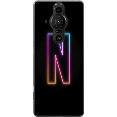 Kompatibel Mobilcover til Sony Sony Xperia Pro-I Minimalistisk neonbogstav N i farveskiftende lys mod sort baggrund