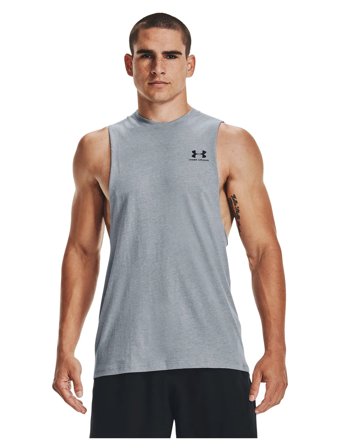 Under Armour Ua Left Chest Cut Off Tank - Grey - XXL