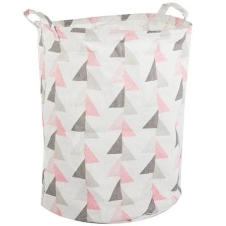 Sammenleggbar vaskekurv – 45L Hvit Triangel Rosa/Grå[CO]