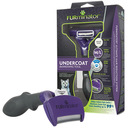 FURminator - Underpelsfjerningsverktøy for katter med kort hår Small - Katt - Pelspleie Trim- og kattebad - Kattekarde til pelsfelling - ZOO.no