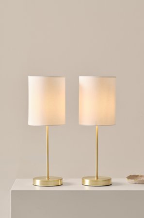 Jotex - SETH bordlampe 2-pk Hvit/messing - Kjøp Bordlamper hos Jotex