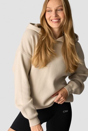 ICANIWILL - Soft Knit Oversized Hoodie Light Beige - Dame - ICIW