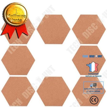 Korkvæg med selvklæbende baggrund - TD - 8 stk. - Hexagonal - Skandinavisk stil - Mixet