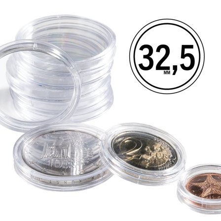 Leuchtturm GRIPS runde møntkapsler til mønt Ø 32,5 mm - 10 stk.