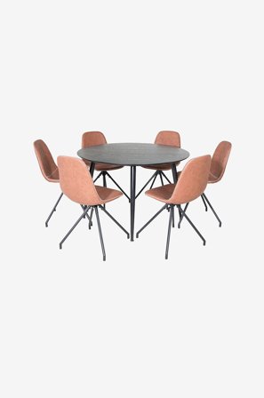 Venture Home - Matgrupp Dipp med 6st matstolar Polar - Svart - Matgrupper - Från Homeroom