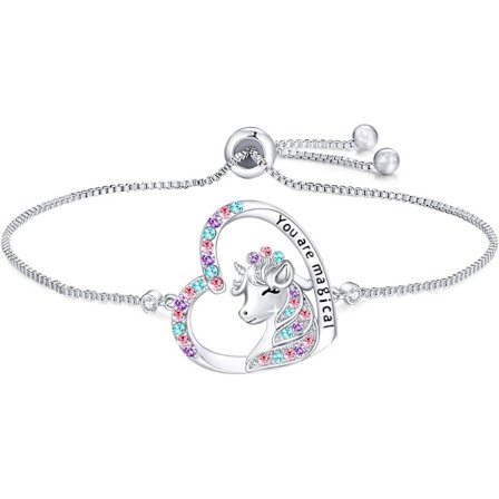 Du er Magisk Enhjørning-Armbånd for Jenter Krystall Hjerte Armring Justerbare Smykker Gave Bursdag Julegaver for Kvinner Mamma