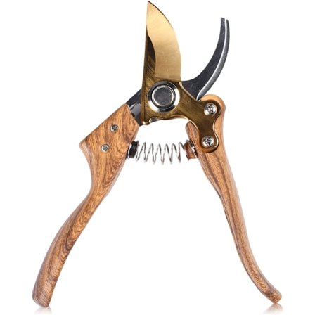 Hagesaks, 215mm SK5 stål plantesaks, premium beskjæringssaks med trehåndtak, hageredskaper for å klippe greiner, planter og blomster.