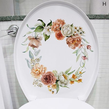 WC Stickers Toalett Floral Wall Sticker For Bad Toalett Lokk