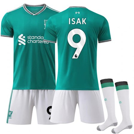 25-26 Liverpool Barn/Vuxen Nyaste Fotbollströja Kit No.9 Isak grön[JUN]