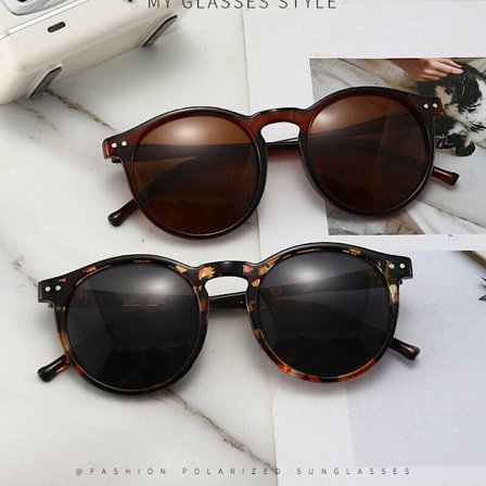 Round Polarized Sunglasses for Women Men UV400 Fashion Vintage Shades PC K