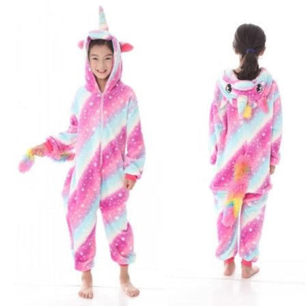 Fleece Barn Flickor Unicorn Cos Kostym Pyjamas Nattkläder Jumpsuit