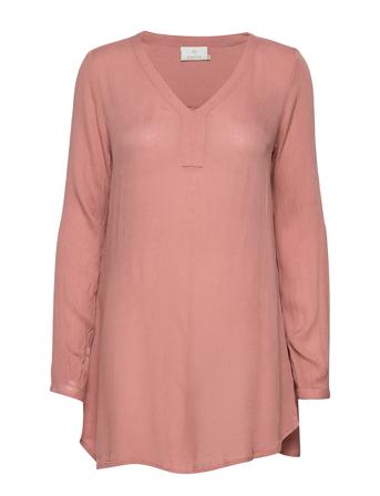 Amber V-Neck Tunic Tunika Lyserød Kaffe
