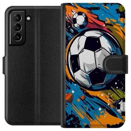 Plånboksfodral till Samsung Galaxy S21+ 5G med Fotbollar