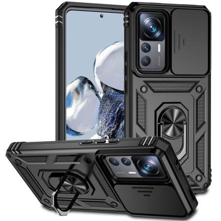 Hybridskal Xiaomi 12T Pro Ring + Kamerabeskyttelse Sort