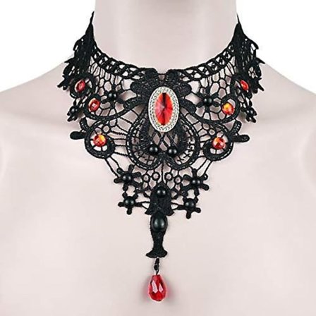 Halloween Gotisk Svart Choker Halsband För Kvinnor Röd Vampyr Svart Spets Choker Vintage Halloween Vampyr Tillbehör Smycken Kostym Cosplay Fest