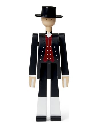 Kay Bojesen Norsk Bunad Mand Sort/Rød/Hvid - Black - H20.5CM